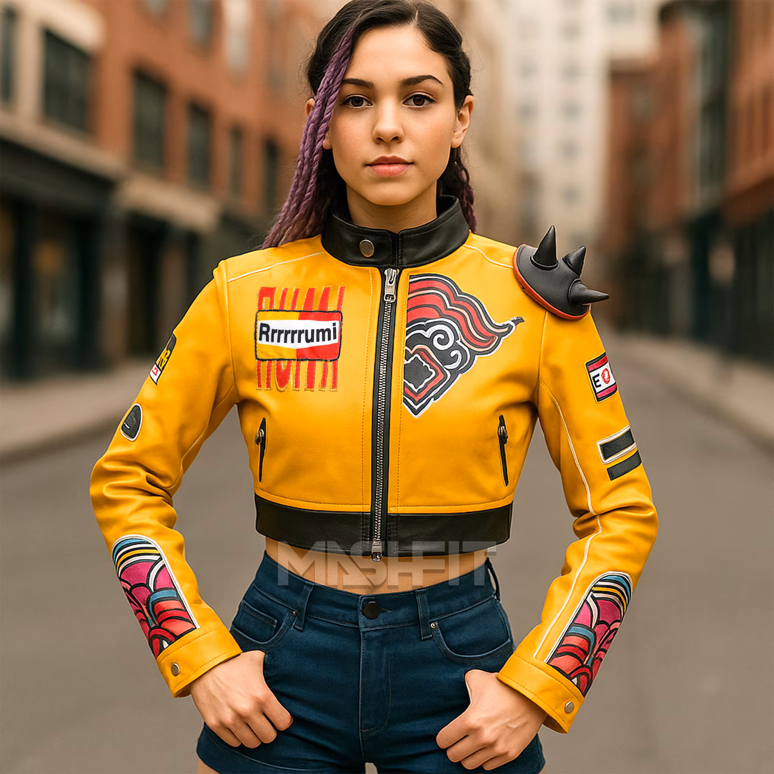 Rumi Jacket Handmade | K-Pop Demon Hunters Arden Cho Yellow Leather Jacket | Halloween Cosplay Jackets