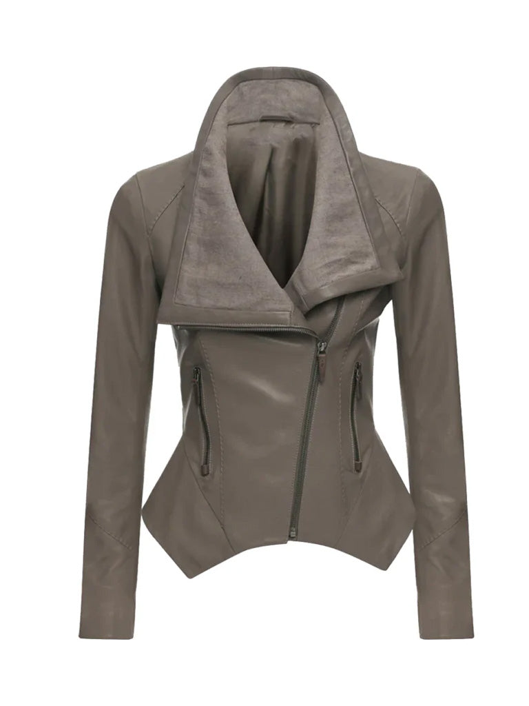 Grey Biker Leather Jacket