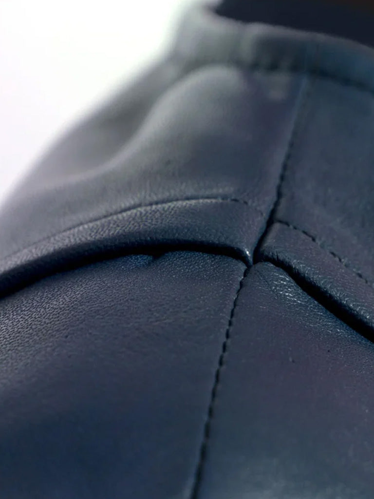 Blue Collar Less Biker Leather Jacket