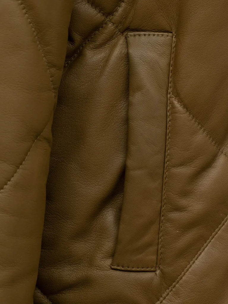 Coffee Quilted Leather Jacket
