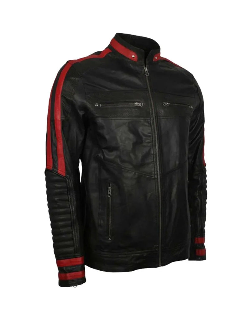 Cafe Racer Black Biker Leather Jacket