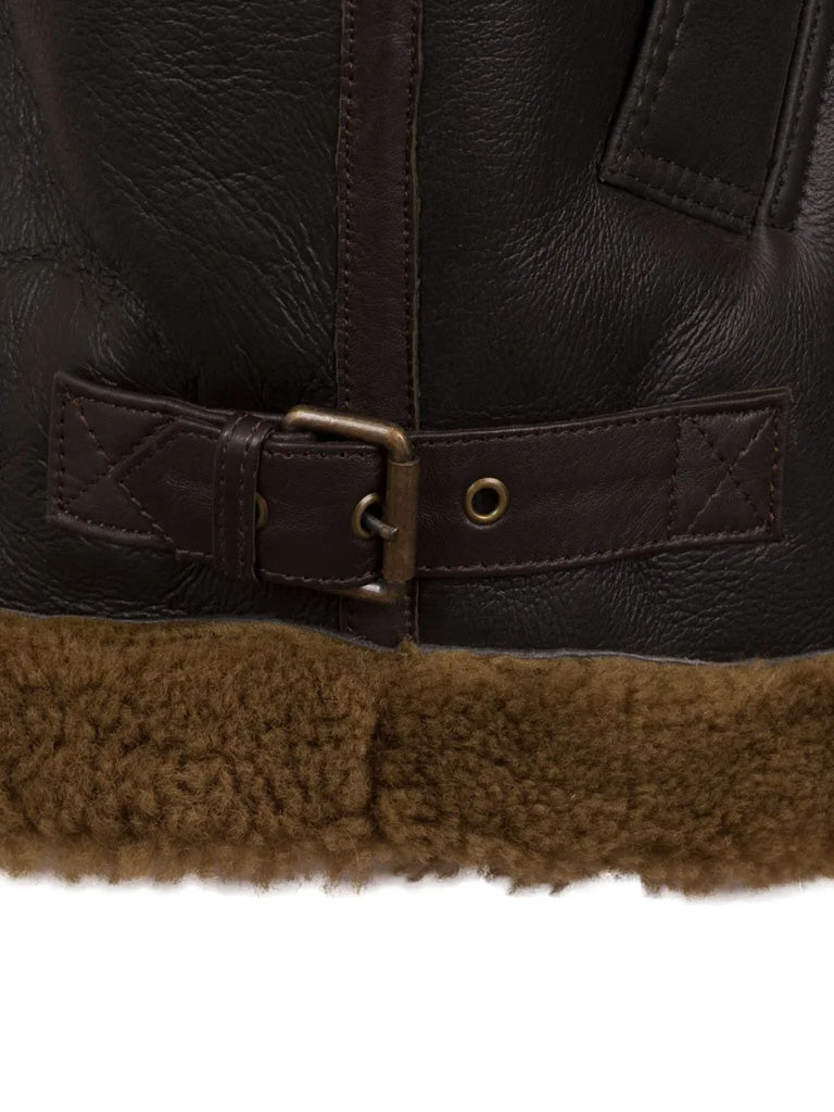 Shearling Dark Brown Genuine Leather Jacket