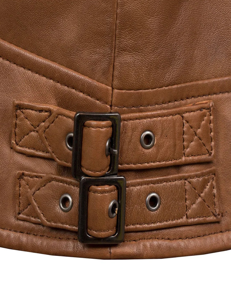 Cowl Neck Biker Leather Jacket