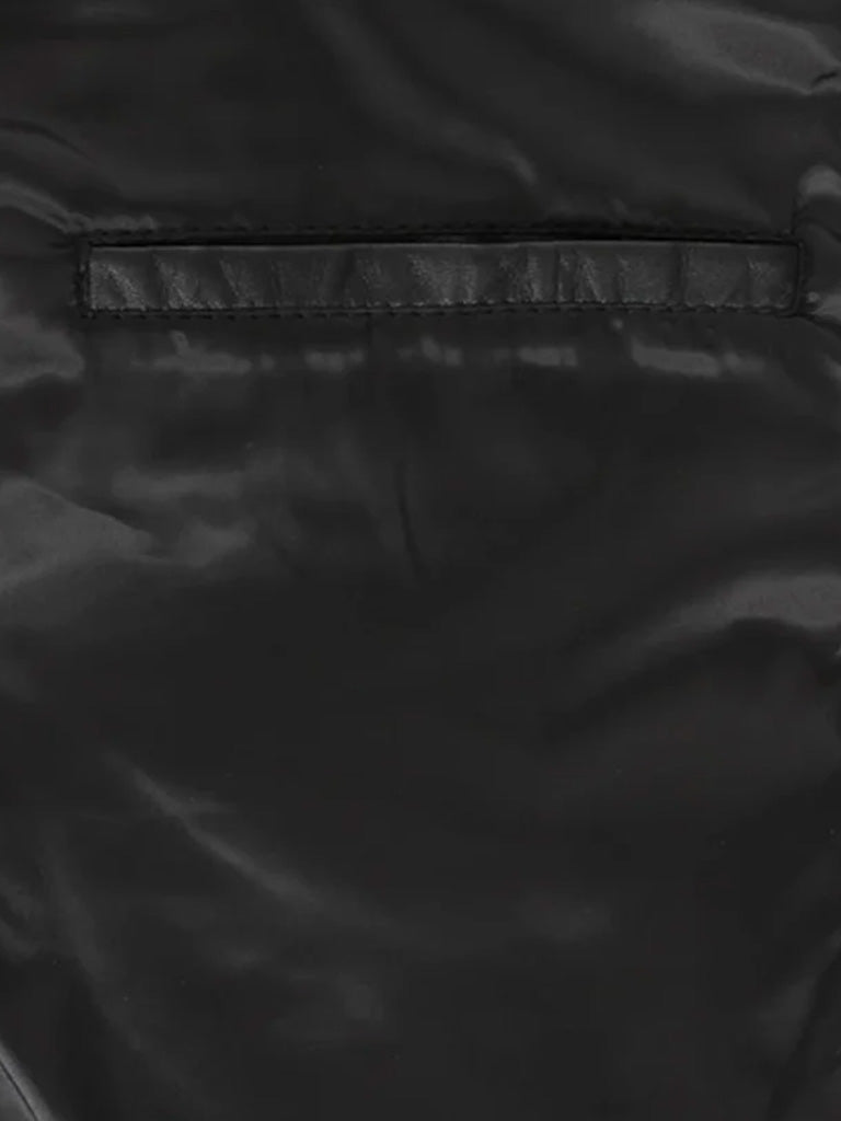 Black Biker Style Bold Lined Leather Jacket