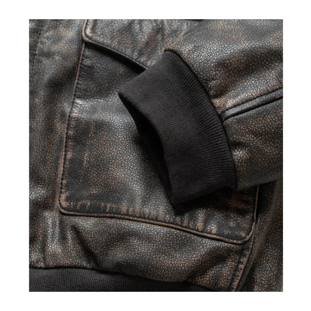 Cognac Dark Brown Bomber Leather Jacket