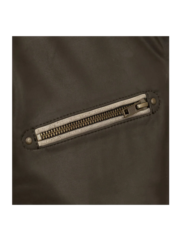 Chocolate Brown Stripes Biker Leather Jacket
