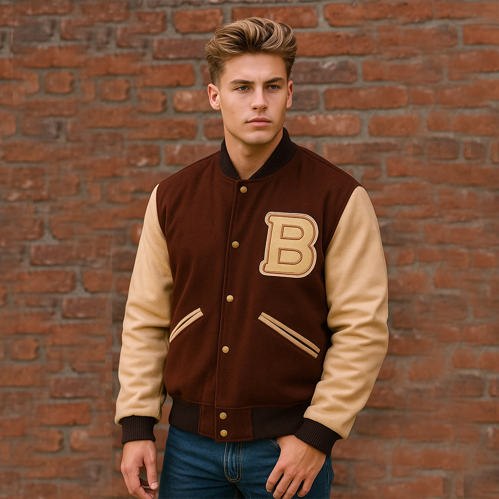 Handmade Hotline Miami Jacket - Payday 2 Brown B logo Varsity Cosplay Costume