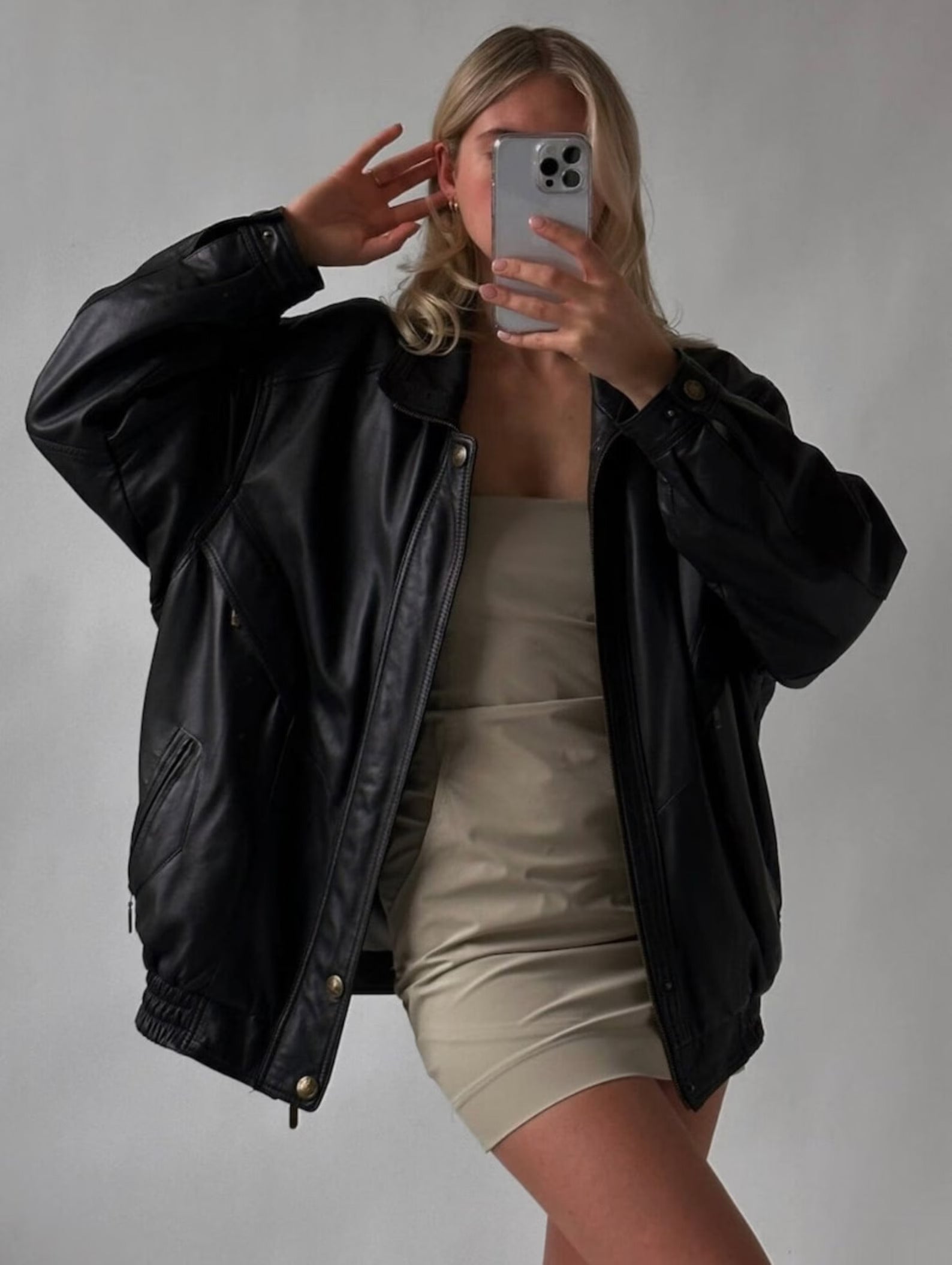 Women Classic black Leather Bomber jacket, Oversized Straight Cut Sheep Leather Jacket. Ladies Leather jacket, Ladies Soft leather jacket