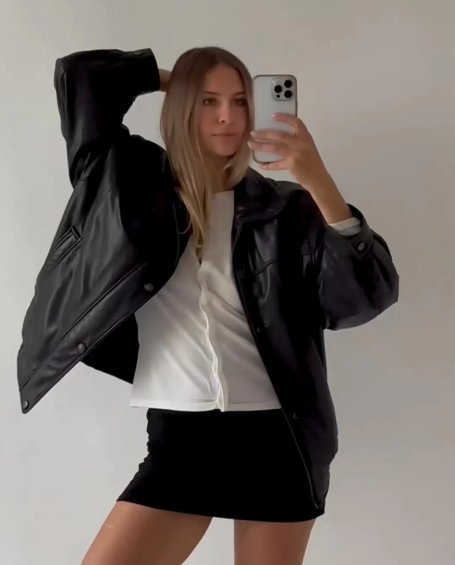 Women Oversize Leather Jacket Black Classic Pure Leather Bomber Jacket, Oversized Shoulder Sheep Leather Jacket, Ladies leather jacket, Gift For Her
