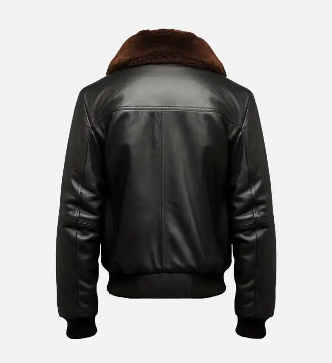 Men’s Black Bomber Shearling Aviator Leather Jacket