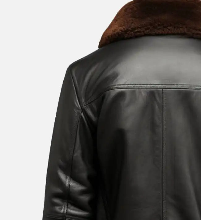 Men’s Black Bomber Shearling Aviator Leather Jacket